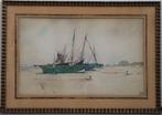 Vissersboten - Aquarel - 1932 - Gesigneerd, Ophalen of Verzenden