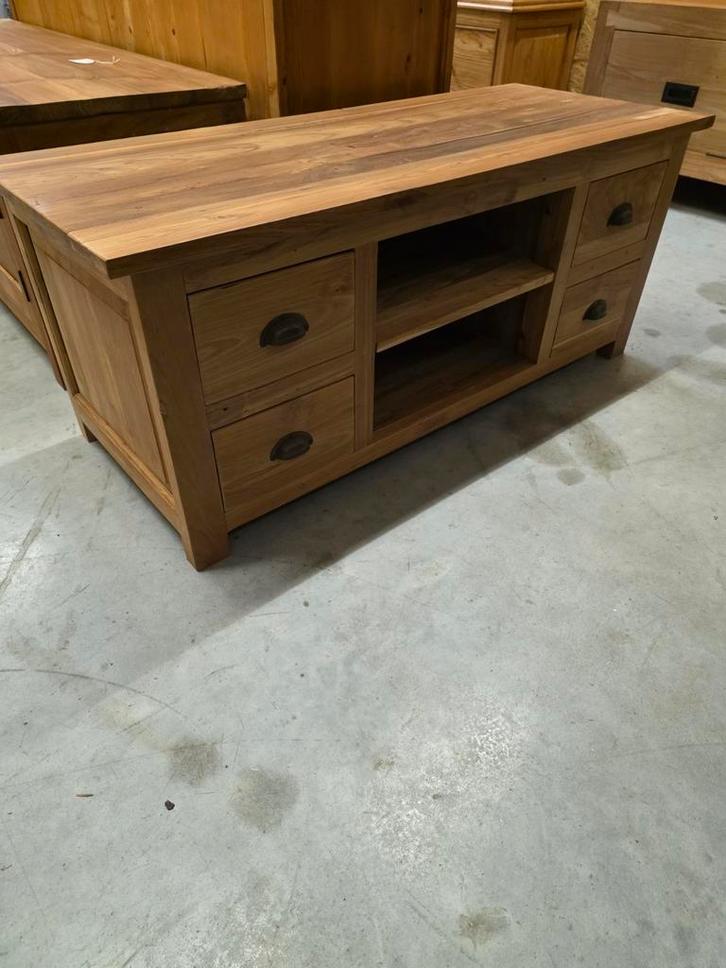 Mooi massief teakhouten tv meubel 120cm, Huis en Inrichting, Kasten |Televisiemeubels, Zo goed als nieuw, Ophalen