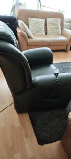 Relax zetel ( groen leder), Huis en Inrichting, Fauteuils, Ophalen of Verzenden, Gebruikt