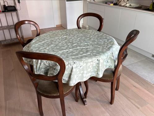 Ronde uitschuifbare tafel met 4stoelen, Huis en Inrichting, Complete eetkamers, Gebruikt, Ophalen