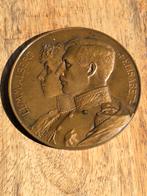 Médaille en bronze Albert & Elisabeth 1910 Devreese 7cm, Timbres & Monnaies, Pièces & Médailles, Bronze, Enlèvement ou Envoi
