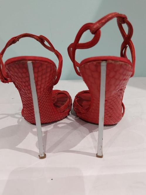 619C* Casadei Blade - sexy rode leren sandalen (40), Kleding | Dames, Schoenen, Gedragen, Schoenen met hoge hakken, Rood, Verzenden