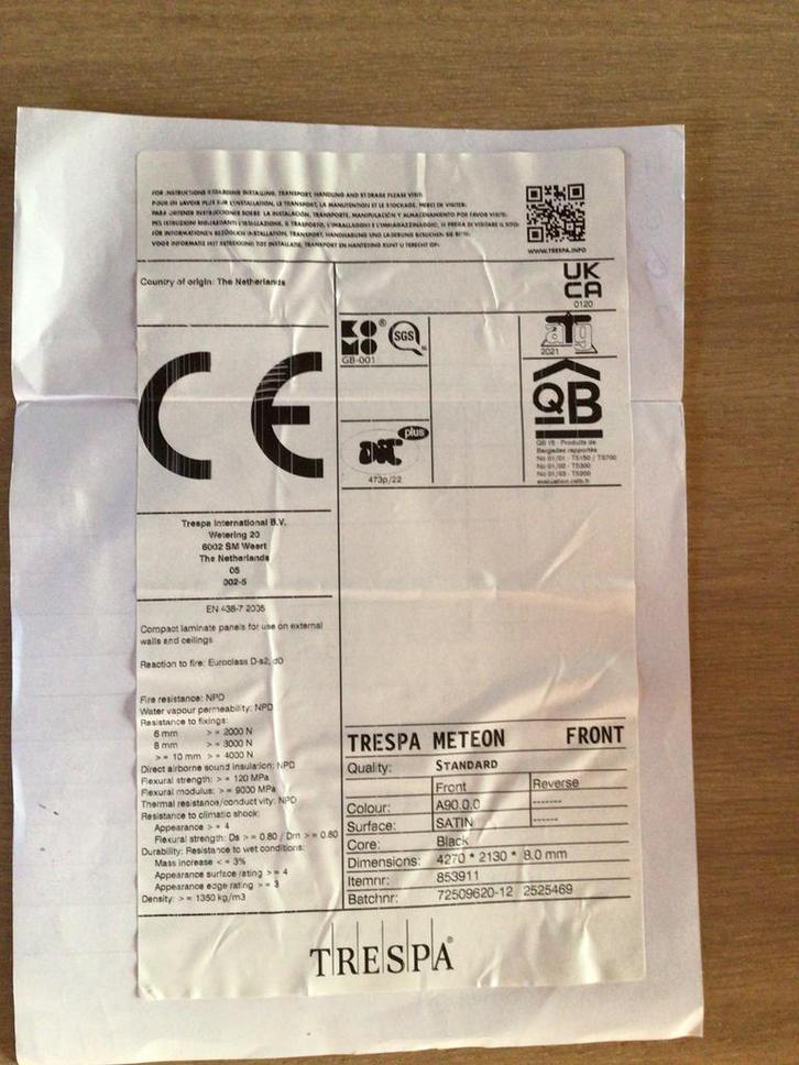 Stukken trespa black, Doe-het-zelf en Bouw, Platen en Panelen, Zo goed als nieuw, Ophalen