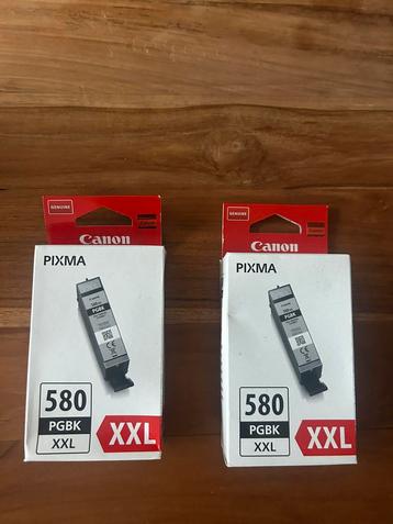 2 originele Canon Pixma 580 XXL PGBK-cartridges, verpakt beschikbaar voor biedingen