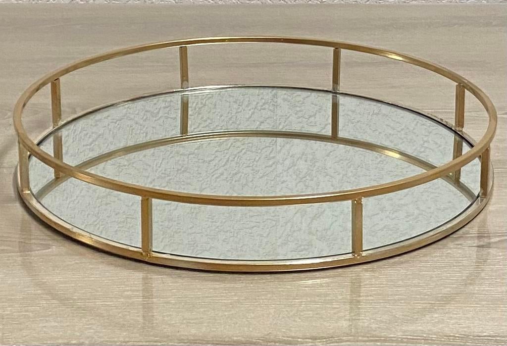 Plateaux en verre miroir en métal doré, prix : 10€, Enlèvement ou Envoi, Utilisé, Métal