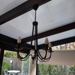 Lustre noir metal avec 6 ampoules led, Huis en Inrichting, Lampen | Kroonluchters, Ophalen, Metaal