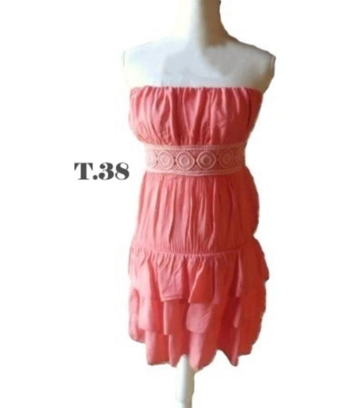 (25) - robe bustier femme t.38 rose, Kleding | Dames, Jurken, Zo goed als nieuw, Maat 38/40 (M), Roze, Knielengte, Ophalen of Verzenden