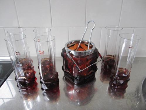 Bijzondere set vintage Kristal 12 Longdrink + ijsemmer, Antiek en Kunst, Antiek | Glaswerk en Kristal, Ophalen
