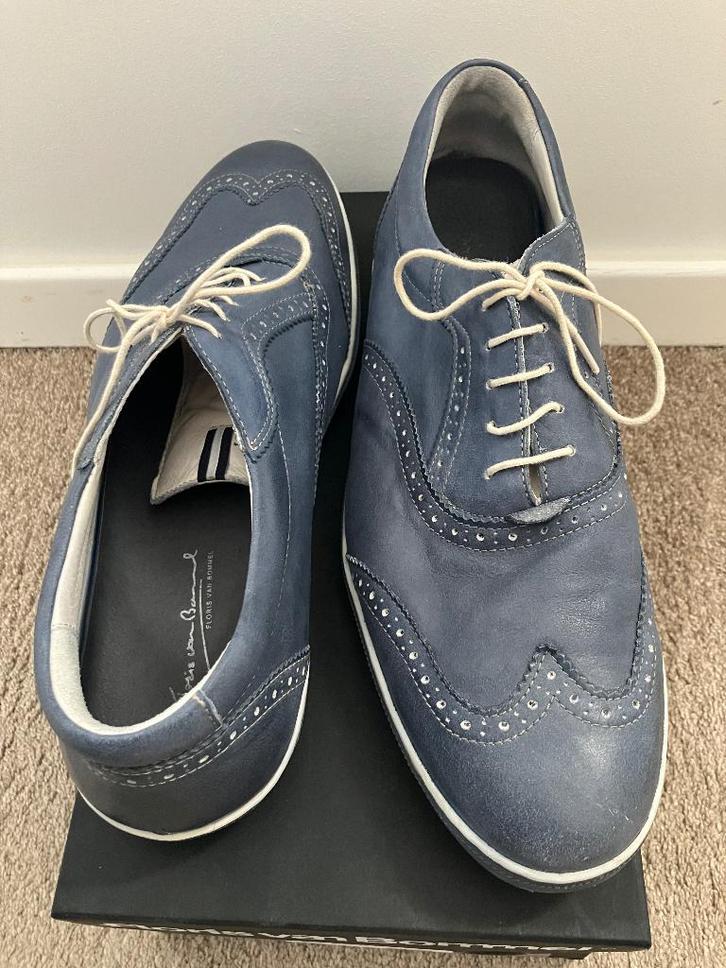 Floris van Bommel Floris Sport – blauw leer – maat 45 (G½), Kleding | Heren, Schoenen, Gedragen, Sportschoenen, Blauw, Verzenden