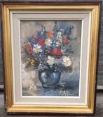 huile sur toile fleurs signe emile lammers, Antiek en Kunst, Ophalen of Verzenden