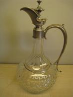 Kristallen karaf voor drank, met zilver beslag en handvat, Antiek en Kunst, Ophalen