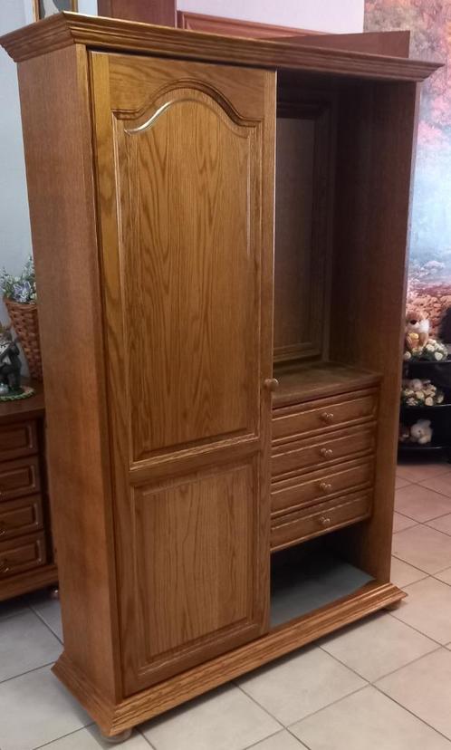 Houten vestiarekast ( schuifdeur ) met spiegel, Antiek en Kunst, Antiek | Meubels | Kasten, Ophalen