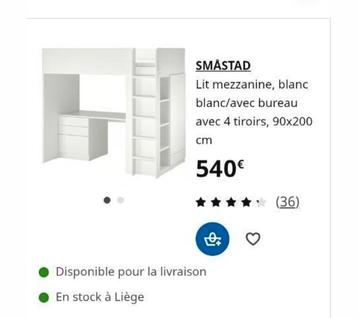 Lit haut - mezzanine- smastad ikea, Enlèvement, Comme neuf