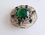 Vintage schitterende  filigrane broche met steenjes, Ophalen of Verzenden, Koper, Broche