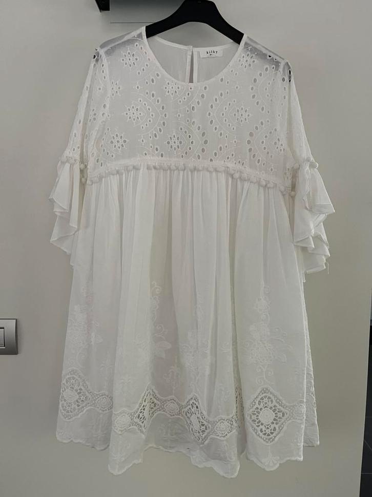 Zomers kleedje broderie anglaise, Kleding | Dames, Jurken, Zo goed als nieuw, Maat 38/40 (M), Wit, Ophalen of Verzenden