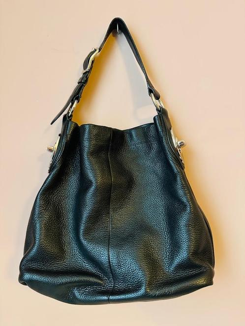 COACH - Zwarte Leren Schoudertas, Handtassen en Accessoires, Tassen | Schoudertassen, Zo goed als nieuw, Overige merken, Zwart