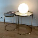 Tables gigognes design en métal doré & verre miroir, Maison & Meubles, Enlèvement, Utilisé, Verre