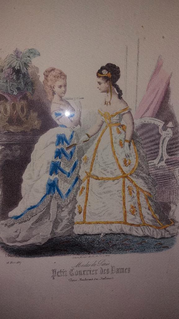 un imprimé de mode français du XIXe siècle., Antiquités & Art, Art | Lithographies & Sérigraphies, Enlèvement ou Envoi
