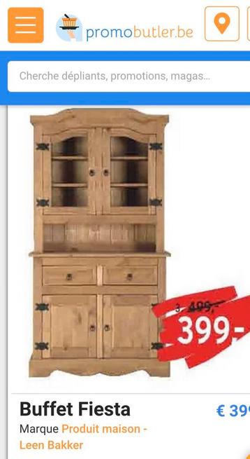 Buffet vaisselier en pin massif mexicain, Enlèvement, Comme neuf, Pin