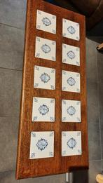 Houten salontafel met inleg delftse tegels, Huis en Inrichting, Ophalen, Gebruikt, Eikenhout