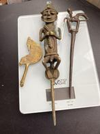 Tribal art bronzen stafhoofden s13, Ophalen of Verzenden