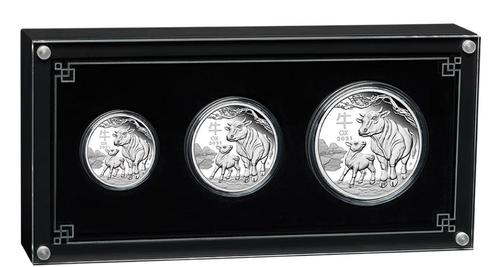 2021 PerthMint Australian Lunar Series III Year of the Ox Si, Postzegels en Munten, Munten | Oceanië, Setje, Zilver, Ophalen of Verzenden