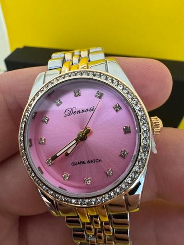 Rhinestone Decor Round Pointer Quartz Watch – Multicolor beschikbaar voor biedingen