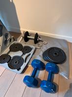 Dumbbelset van 40 kg + 2x fitnesshalters van 5 kg, Sport en Fitness, Ophalen, Zo goed als nieuw, Rug, Halterset