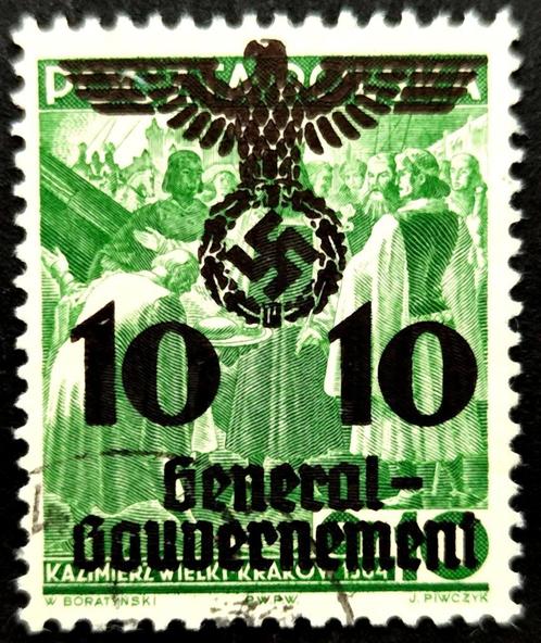 Generalgouvernement overdruk 10/10 Groschen 1940, Timbres & Monnaies, Timbres | Europe | Allemagne, Affranchi, Autres périodes