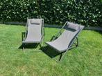 2 tuinstoelen + bijhorend tafeltje - Kleur taupe - Aluminium, Huis en Inrichting, Tafels | Salontafels, Ophalen, Zo goed als nieuw