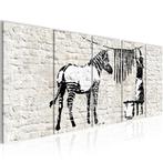 Canvas 5 luik schilderij Banksy- Zebra 220 x 80 cm, Antiek en Kunst, Kunst | Schilderijen | Modern, Verzenden