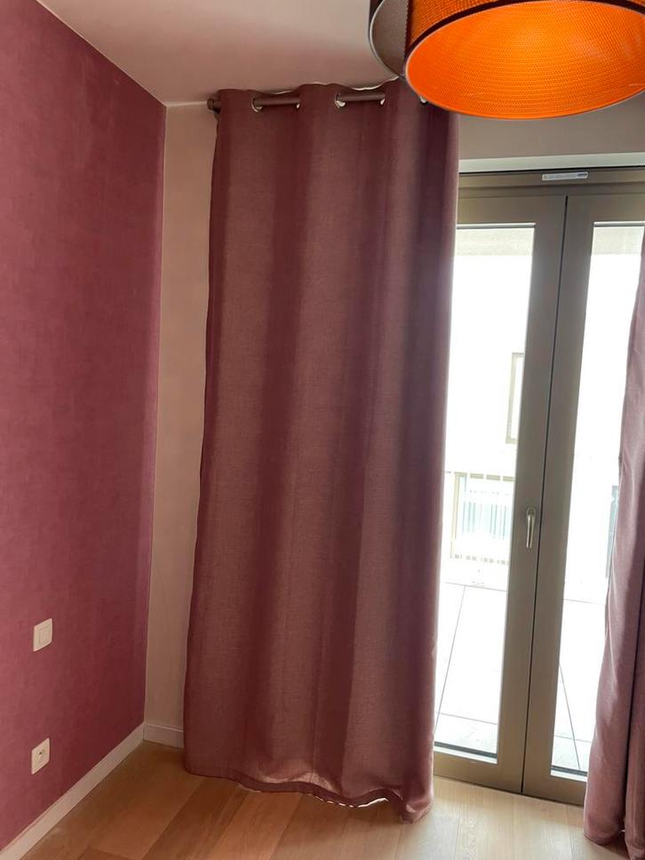 8 Gordijnen gevoerd met ophangbaren, Huis en Inrichting, Stoffering | Gordijnen en Lamellen, Zo goed als nieuw, Beige, Ophalen