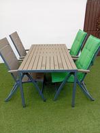 Tuinset 4 verstelbare stoelen en tafel., Tuin en Terras, Tuinsets en Loungesets, Ophalen, 4 zitplaatsen, Kunststof, Zo goed als nieuw