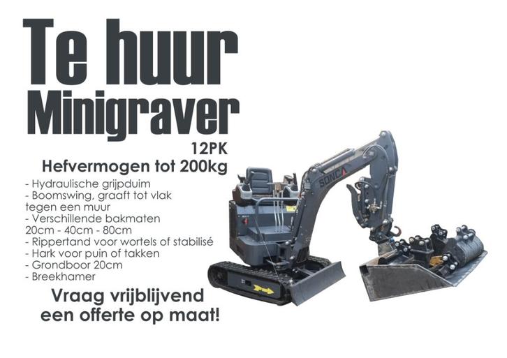 Minigraver te huur, Bricolage & Construction, Outillage | Autres Machines, Enlèvement ou Envoi