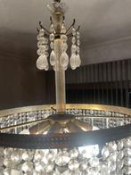 Messing luster met kristal en glas, Huis en Inrichting, Ophalen of Verzenden, Gebruikt, Glas, Vintage