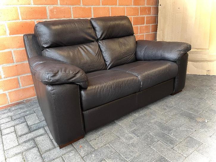 Leder 2 zit zetel - als nieuw, Huis en Inrichting, Zetels | Zetels, Zo goed als nieuw, Leer, Ophalen