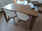 Table en bois + 4 chaises, 200 cm of meer, Rechthoekig, Eikenhout, Vier personen