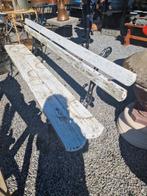 Banc de jardin en vieux bois+ossature au sol de 2 m de long, Jardin & Terrasse, Bancs de jardin, Enlèvement, Comme neuf, Bois