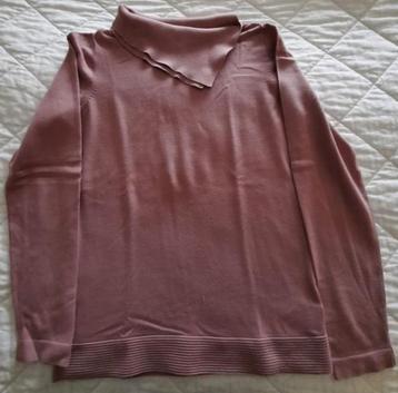 Pull fin rose vieilli pour femme à col ouvert, taille M