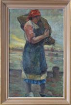 BELGISCHE SCHOOL / ZAKKENDRAAGSTER / OLIEVERF DOEK 108x73cm, Ophalen