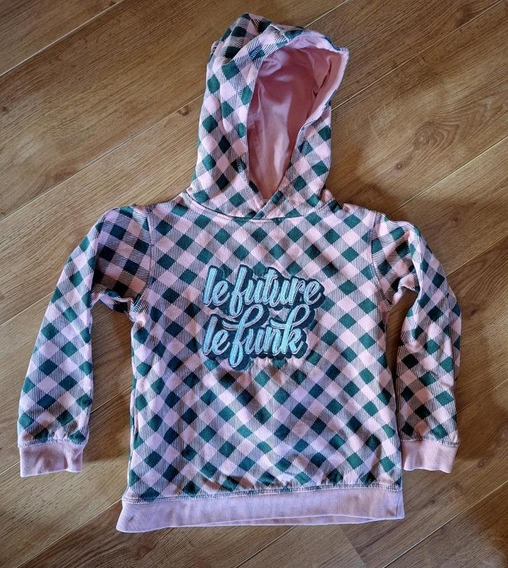 4FF roze-groen geruite hoody 122-128, Kinderen en Baby's, Kinderkleding | Maat 122, Gebruikt, Meisje, Trui of Vest, Ophalen of Verzenden