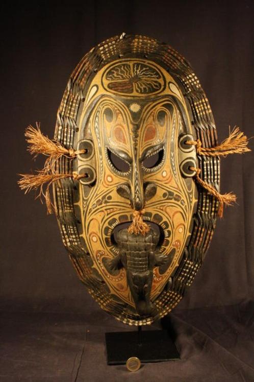 Polychroom houten masker - SEPIK - Papoea-Nieuw-Guinea, Antiek en Kunst, Kunst | Niet-Westerse kunst, Ophalen of Verzenden
