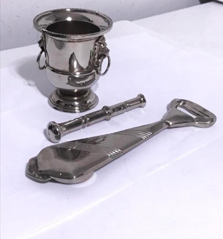 Flesopener zilver / Mini Sheffield-ijsemmer Vintage✨😎😍🎁👌, Antiek en Kunst, Antiek | Servies los, Ophalen of Verzenden