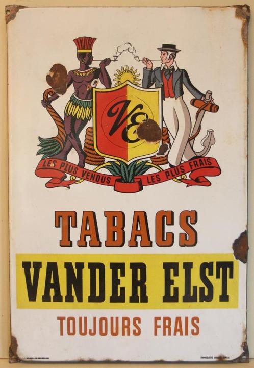 Emaille Reclamebord Tabacs Vander Elst / Emaillerie Belge, Collections, Marques & Objets publicitaires, Utilisé, Panneau publicitaire
