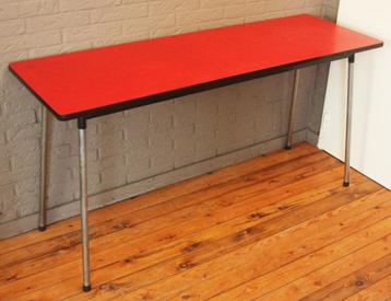 Zeldzame Lange Rode Formica Tafel / Eettafel Of Sidetable