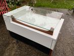 Vintage barkast salontafel witte formica mooi houten accent, Ophalen