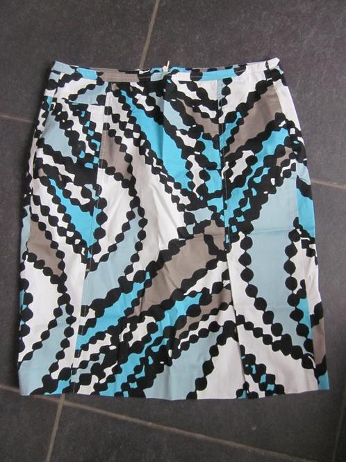 Xandres blauw-wit-zwarte rok + voering, Kleding | Dames, Rokken, Zo goed als nieuw, Maat 38/40 (M), Blauw, Ophalen of Verzenden