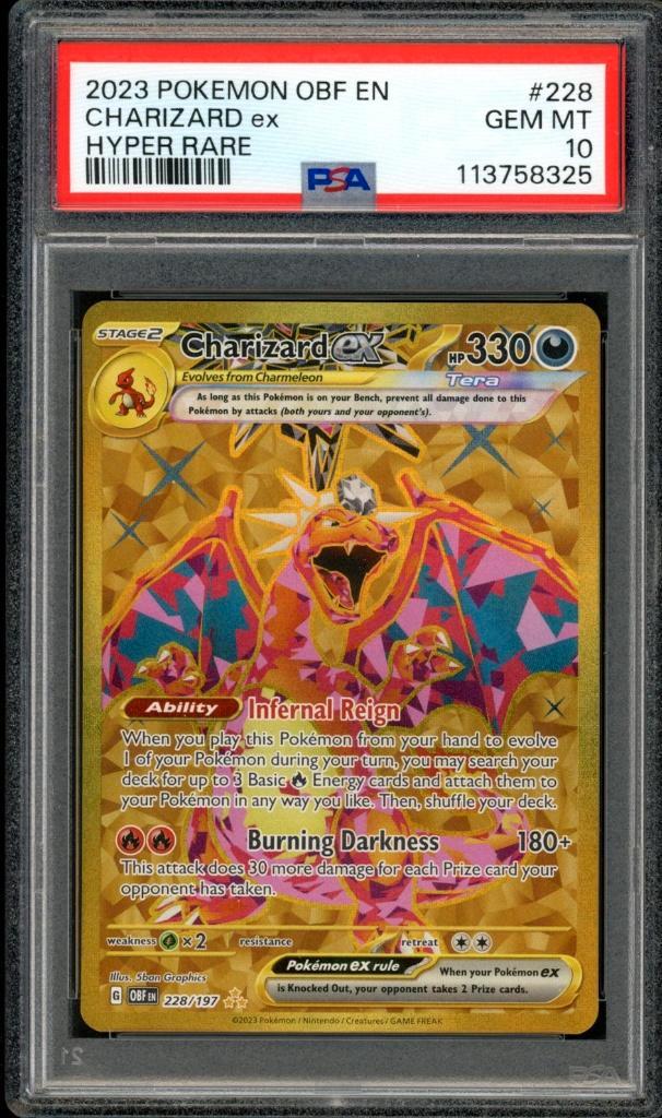 Charizard ex PSA 10 - 228/197 - Obsidian Flames 2023, Hobby en Vrije tijd, Verzamelkaartspellen | Pokémon, Zo goed als nieuw, Losse kaart
