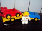duplo, auto met remork met race wagen erop, Ophalen of Verzenden, Duplo