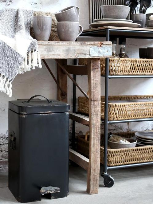 Pedaal Vuilbak / Prullenbak Factory-Black landelijk puur 60L, Huis en Inrichting, Woonaccessoires | Prullenbakken, Nieuw, Metaal